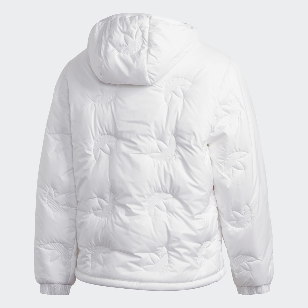 Куртка белая. Куртка Trefoil repeat Puffer. Куртка adidas Trefoil repeat Puffer. Adidas Puffer Jacket белый. Пуховик адидас Ориджиналс белый ориджинал.