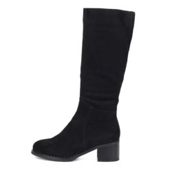 Черные велюровые сапоги на устойчивом каблуке женские Respect Respect