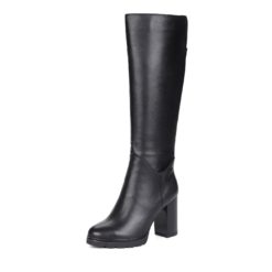 Черные сапоги из кожи на каблуке женские Respect Respect