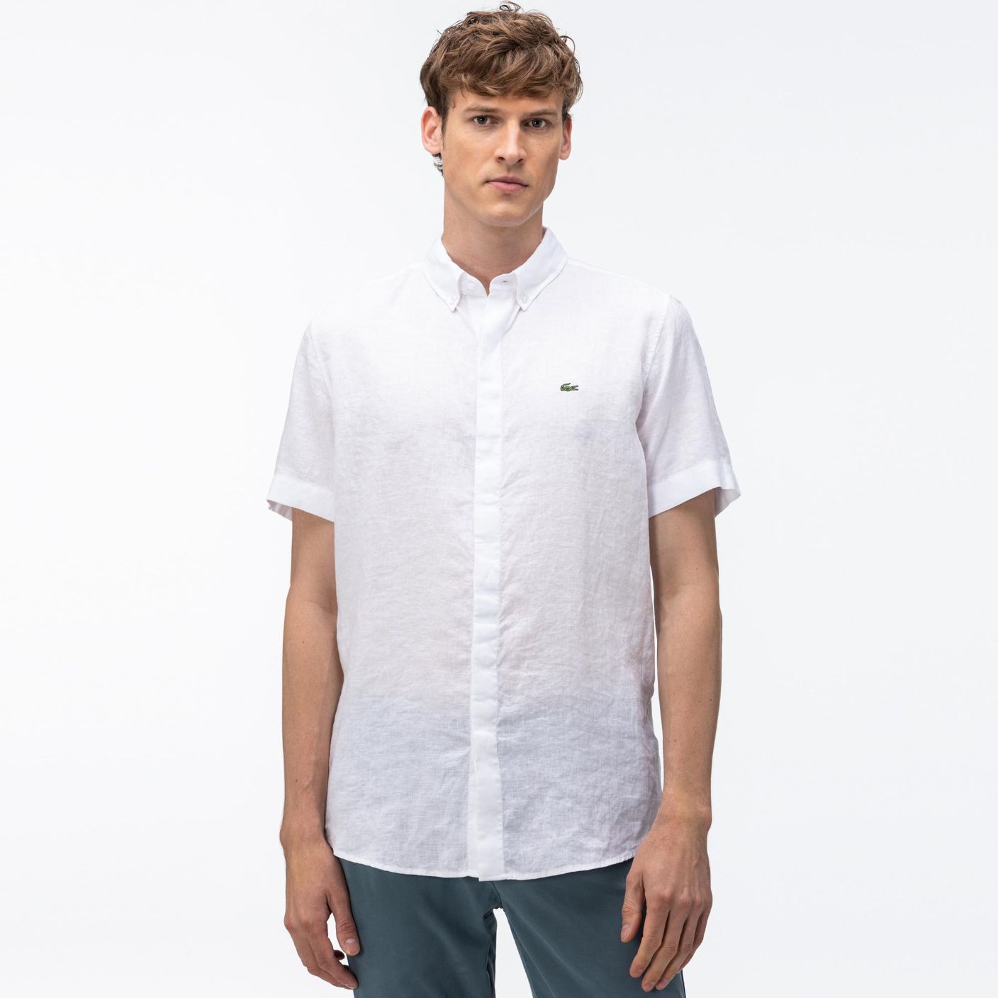 Рубашка Lacoste , цвет белый, для мужчин Рубашка Lacoste , цвет белый, для мужчин