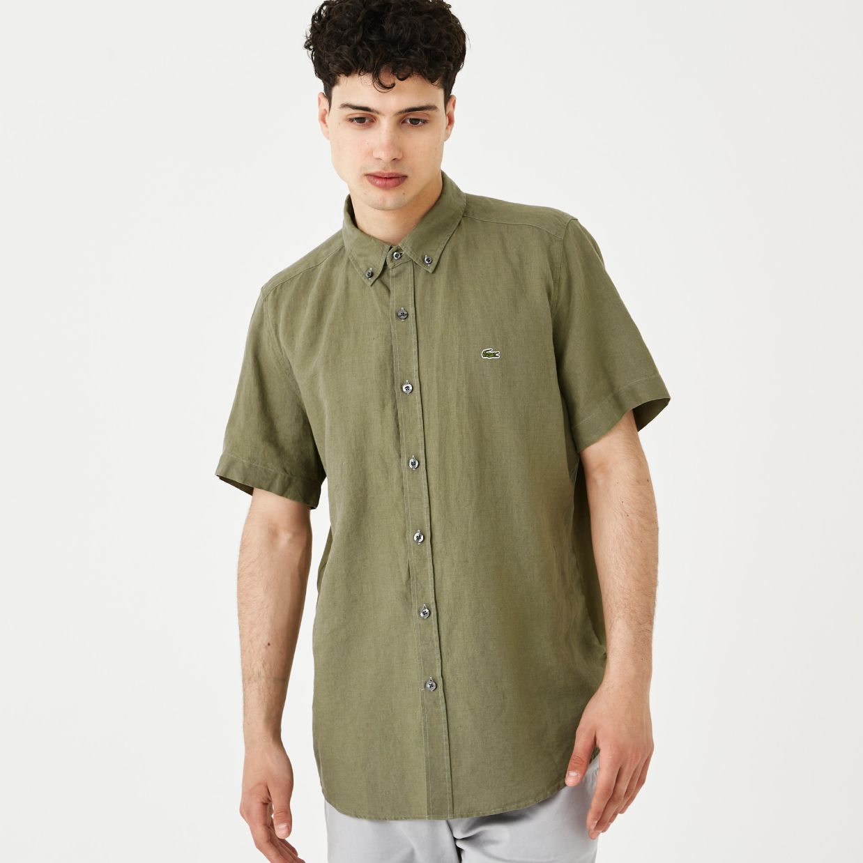 Рубашка Lacoste , цвет зеленый, для мужчин Рубашка Lacoste , цвет зеленый, для мужчин