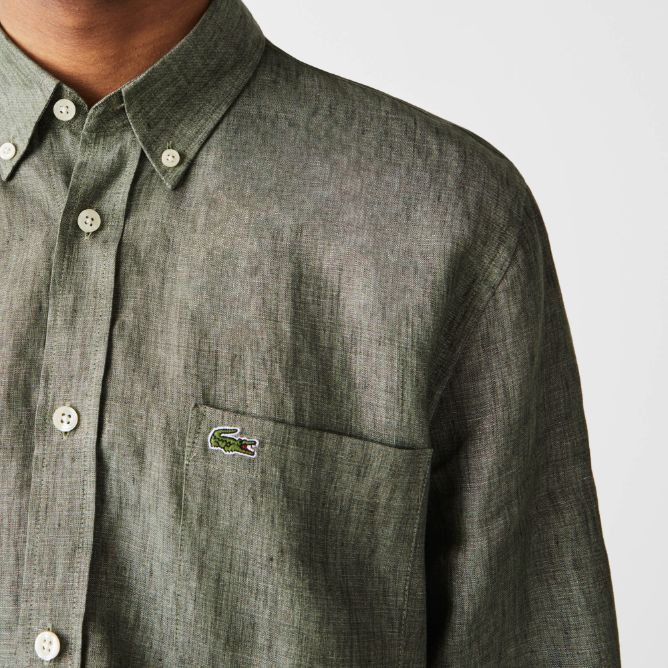 Рубашка Lacoste , цвет зеленый, для мужчин Рубашка Lacoste , цвет зеленый, для мужчин