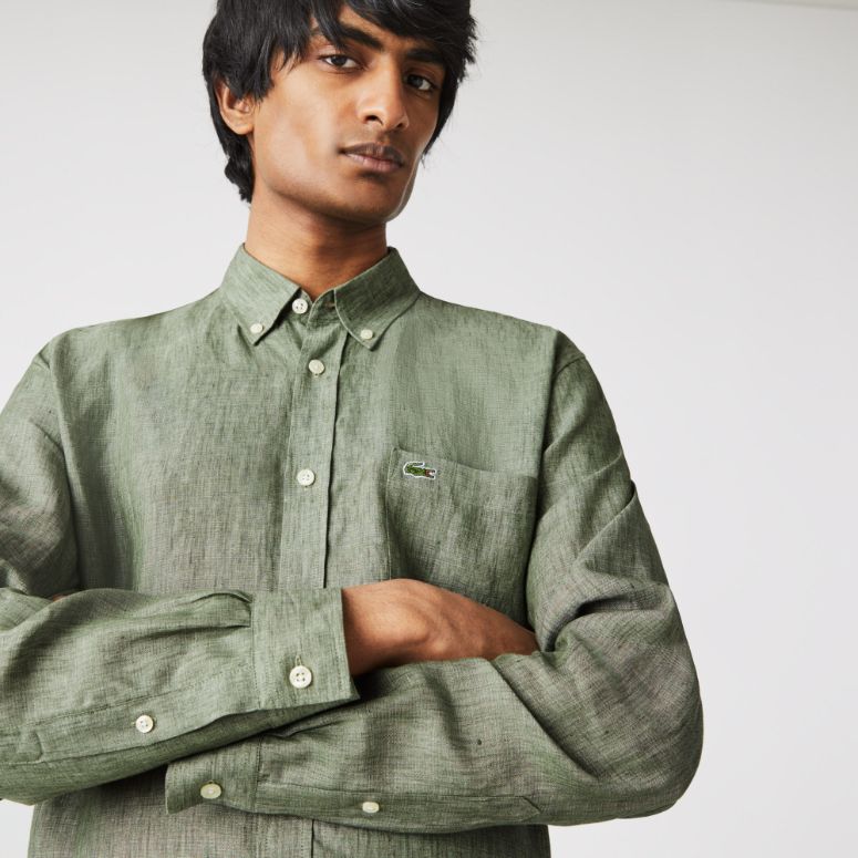 Рубашка Lacoste , цвет зеленый, для мужчин Рубашка Lacoste , цвет зеленый, для мужчин