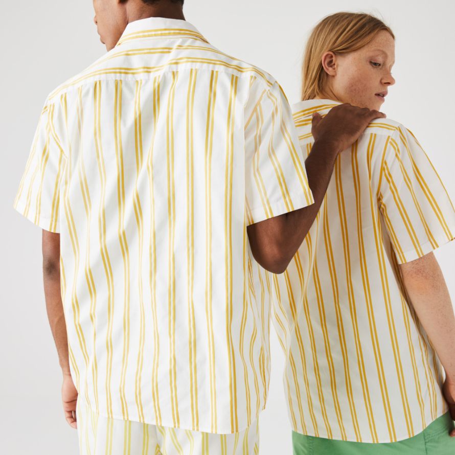 Рубашка Lacoste , цвет бежевый, для мужчин Рубашка Lacoste , цвет бежевый, для мужчин