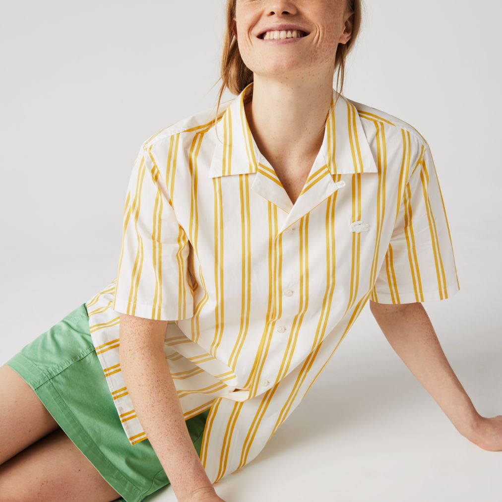 Рубашка Lacoste , цвет бежевый, для мужчин Рубашка Lacoste , цвет бежевый, для мужчин