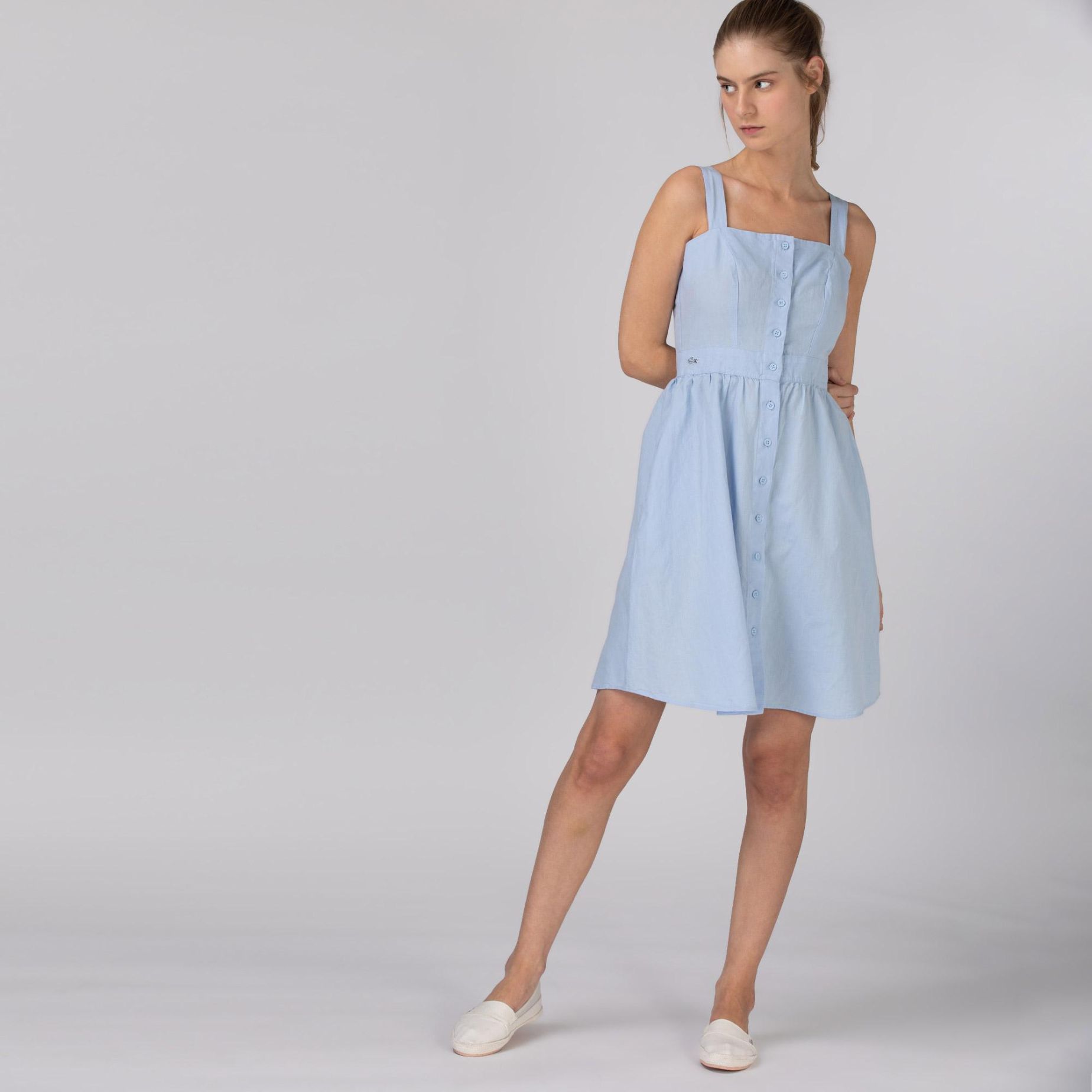 Платье Lacoste , цвет голубой, для женщин Платье Lacoste , цвет голубой, для женщин