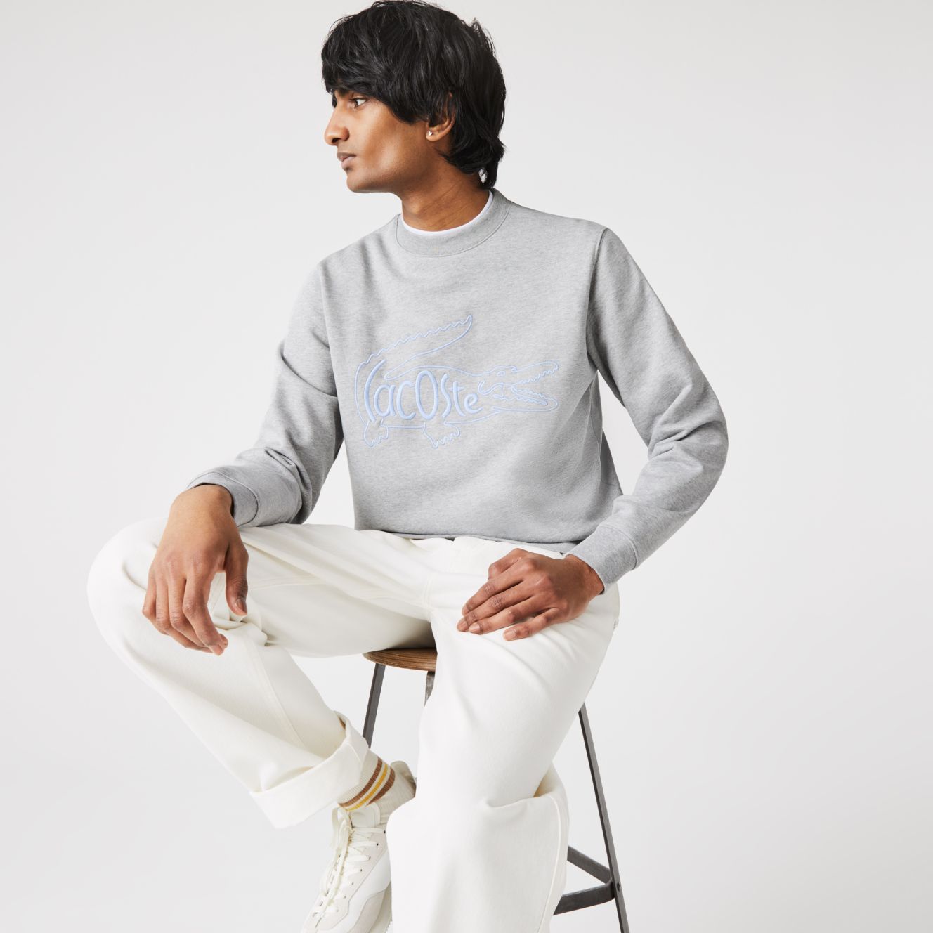 Толстовка Lacoste , цвет серый, для мужчин Толстовка Lacoste , цвет серый, для мужчин