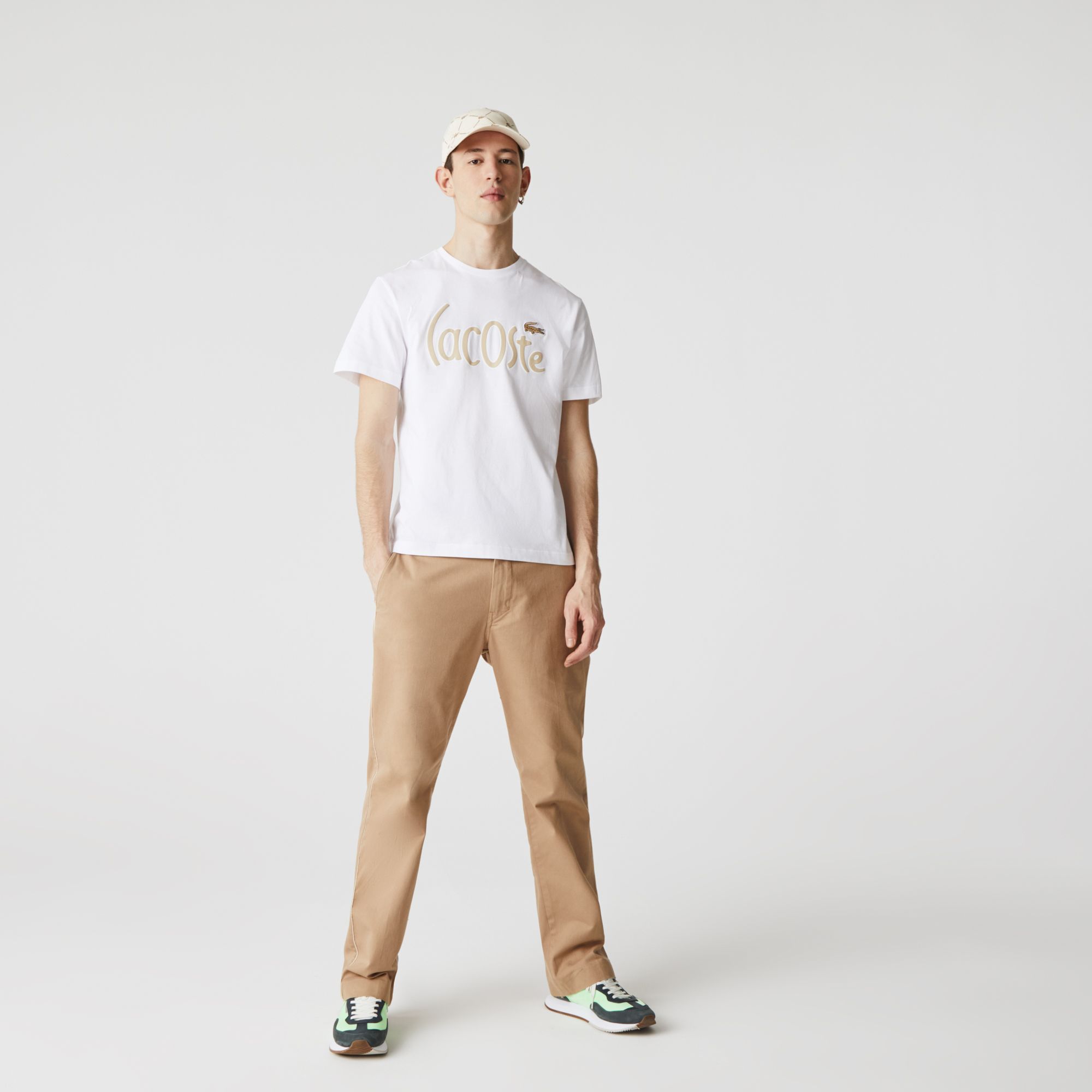 Футболка Lacoste , цвет белый, для мужчин Футболка Lacoste , цвет белый, для мужчин