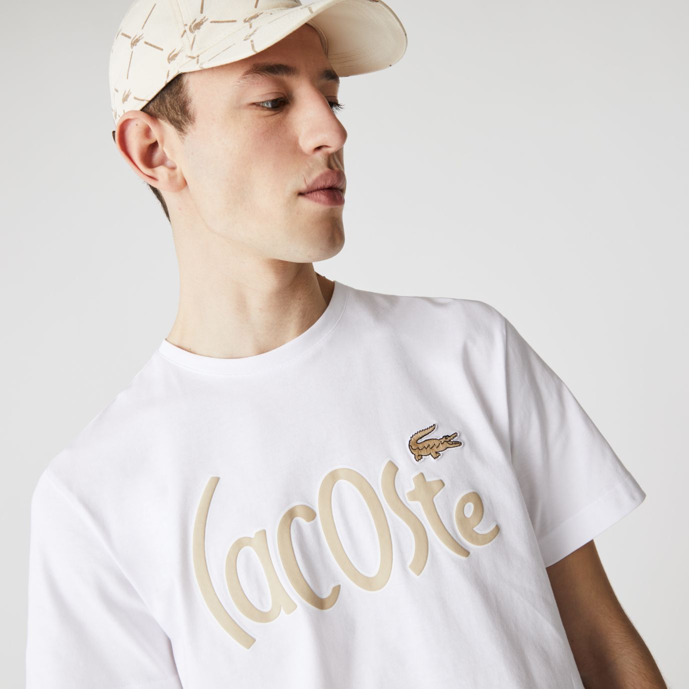 Футболка Lacoste , цвет белый, для мужчин Футболка Lacoste , цвет белый, для мужчин