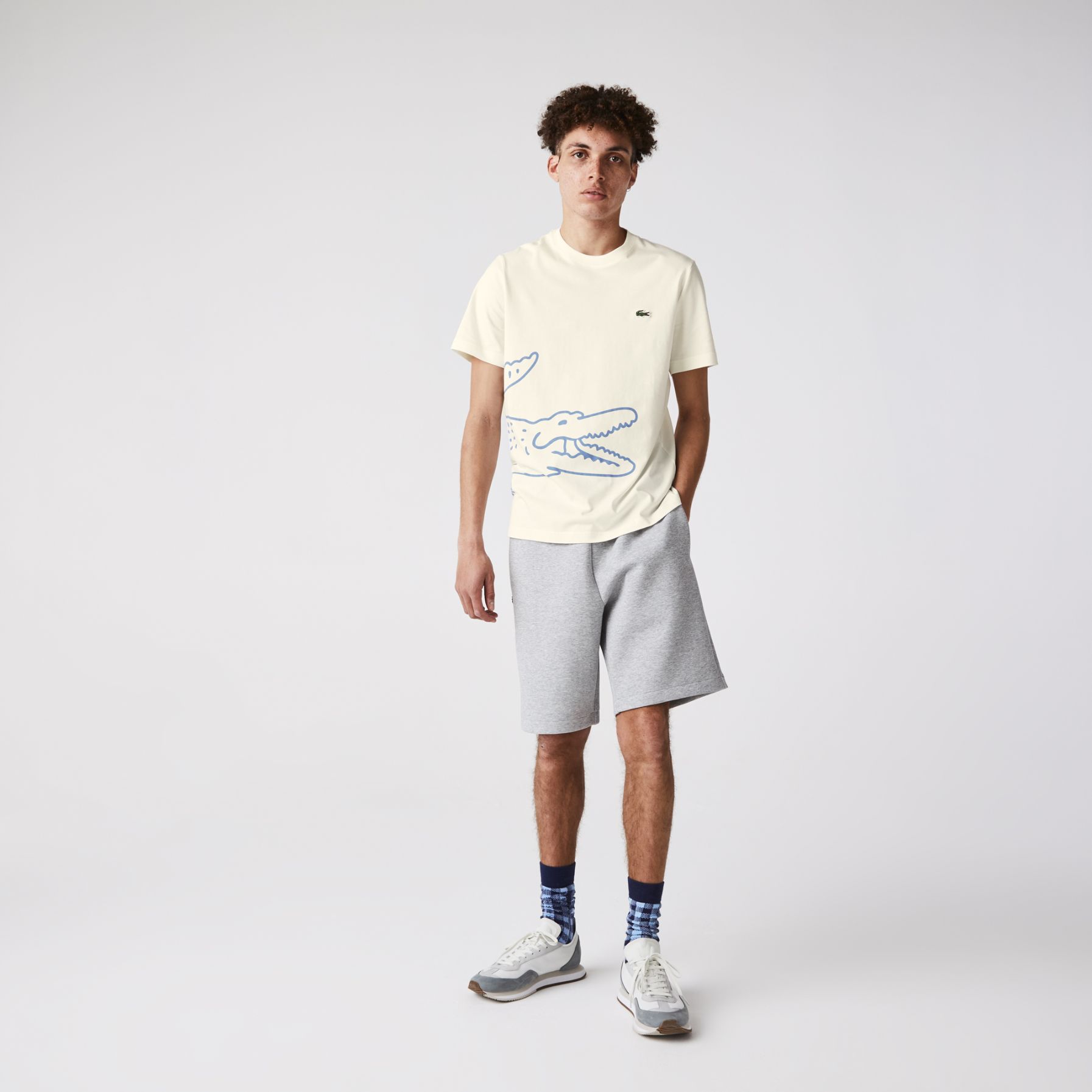 Футболка Lacoste , цвет белый, для мужчин Футболка Lacoste , цвет белый, для мужчин